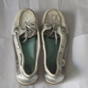 Sperry Women's Silver and White Sneakers
